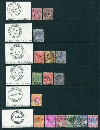 Old Straits Settlements 16 X Stamps With Singapore Local Pmks (2)