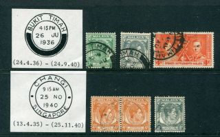 Old Straits Settlements 15 x Stamps with Singapore local PMKs (1) 2