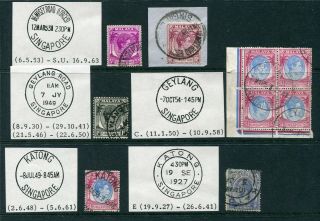 Old Straits Settlements 15 x Stamps with Singapore local PMKs (1) 3