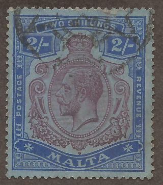 Malta Kgv 1914 - 21 Sg86 2/ - Purple And Bright Blue - Good / Fine (jb7597)
