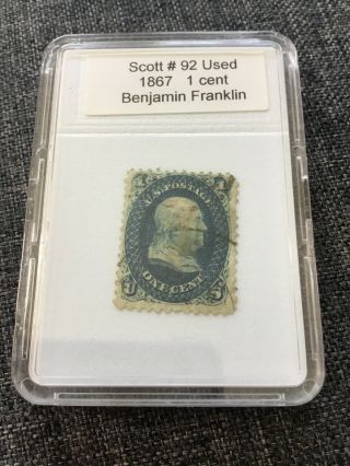Scott 92 Benjamin Franklin 1 Cent Stamp