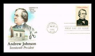 Dr Jim Stamps Us Andrew Johnson President Ameripex Fdc Cover Chicago
