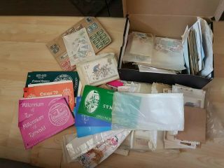Joblot Of Stamps Isle Of Man And Other,  Postcards,  Mixture