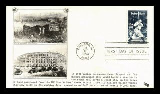 Dr Jim Stamps Us Babe Ruth Yankee Stadium Baseball Leb First Day Cover