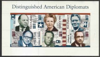 Scott 4076 Us Stamps 2006 39c American Diplomats Souvenir Sheet 5m