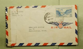 Dr Who 1943 Canal Zone Pedro Miguel Airmail To Usa Wwii Censored E49479