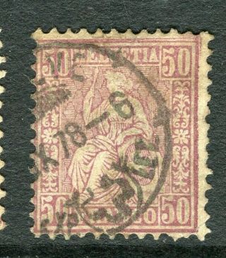 Switzerland; 1867 - 78 Second Sitting Helvetia Design Fine Shade Of 50c.