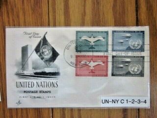 United Nations First Airmails Complete Set C1 - 4 1951 Set Fdc