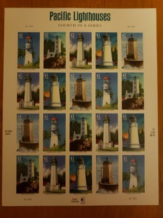 Us Stamps Pacific Lighthouses Sheet Of Stamps