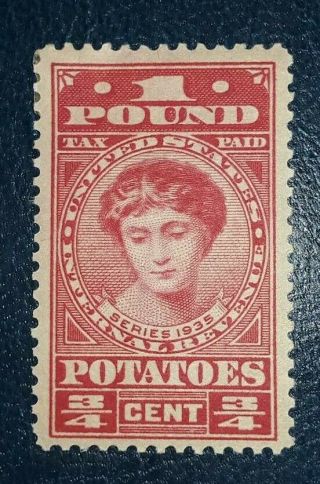 Travelstamps:1935 Us Revenue Potato Tax Stamp Scott Ri1 Og 3/4 Cent 1 Pound Mogh