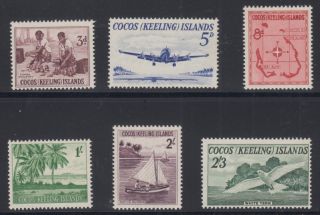 Cocos Islands Scott 1 - 6 Vf Mnh 1963 First Pictorial Set Of Five Scv $46.  70