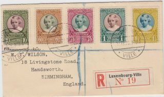 Luxembourg: Registered Cover To Birmingham,  England (wilson Cover)