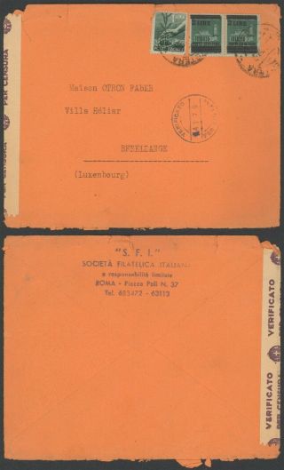 Italy Wwii 1941 - Cover To Luxembourg - Censor E106