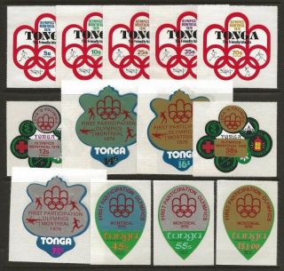 Tonga 1976 Montreal Olympics Set 372 - 376,  C189 - 193,  Co105 - 107 Vf - Nh