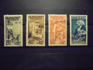 Germany - Saargebiet Stamp Serie 1927,  Nbrs 122 - 125,  Mh