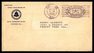 Mayfairstamps Us 1933 Il Bell Telephone Co Chicago To Forest Park Cover Wwb_3181