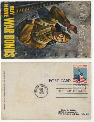 1966 Fdc Ward Orleans,  Oa Sioux City,  Ia Soldiers Mail Buy More War Bonds Ww2