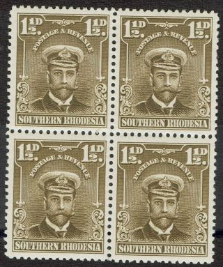 Southern Rhodesia 1924 Kgv Admiral 11/2d Block /