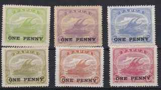Png196) Papua 1917 Lakatois ‘one Penny’ Surcharge Set Of 6,  Sg 106 - 111,