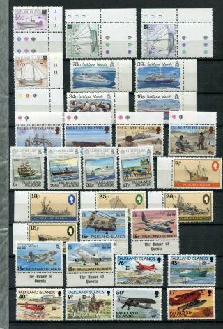 Falkland Islands Ships Planes Mnh Lot Stamps & Sheets 69 Items
