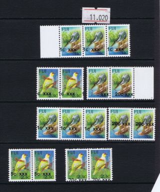 Fiji Bird Stamps Pairs And Strips With Misplaced Or Partial Overprints 11.  020