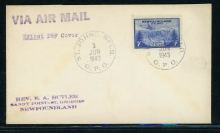 Newfoundland Postal History Lot 5 1943 Fdc 7c Air Post Stamp $$