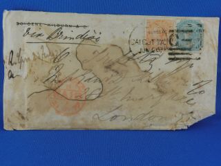 India Old Cover 1877 Calcutta To London Via Brindisi Paid Cancel (n3/27)