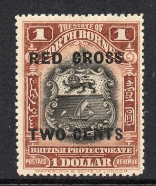 North Borneo 1918 $1,  2c O/p Red Cross Two Cents Sg 231 Cv £50