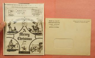 1943 Apo 761 Illustrated Christmas V - Mail North Africa Wwii Censor