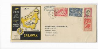 Sarawak 1957 Qe2 Fdc