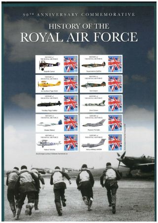 2005 90th Ann.  History Of The Royal Air Force Smiler Sheet_excellent