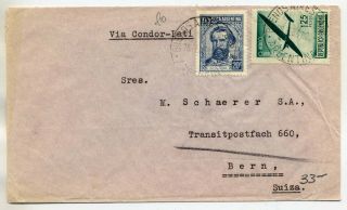 Argentina 1941 Wwii Lati Airmail Cover From Buenos Aires To Bern Switzerland