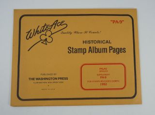 White Ace Stamp Album Pages 1992 Palau Singles Supplement " Pa - 9 "