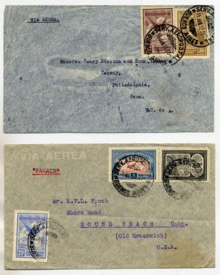 Argentina 1933 Commercial Airmail Covers From Buenos Aires To Usa