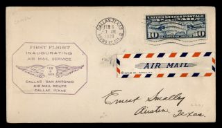 Dr Who 1928 Dallas Tx First Flight Air Mail C119745