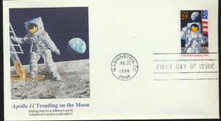 2841 Moon Landing 25th Anniv Fleetwood Fdc Apollo 11 Treading On The Moon