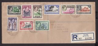 British Solomon Islands 1939 Kgvi Stamps Set To 1s Registered Cover Tulagi Label
