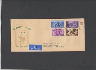 1948 Olympics Illustrated Fdc Olympic Games Wembley Slogan.  Cat £70