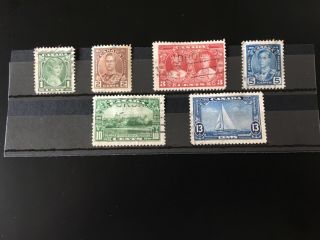 Canada 1935 King George V Silver Jubilee Complete Set Stamps Scott 211 - 216 Og