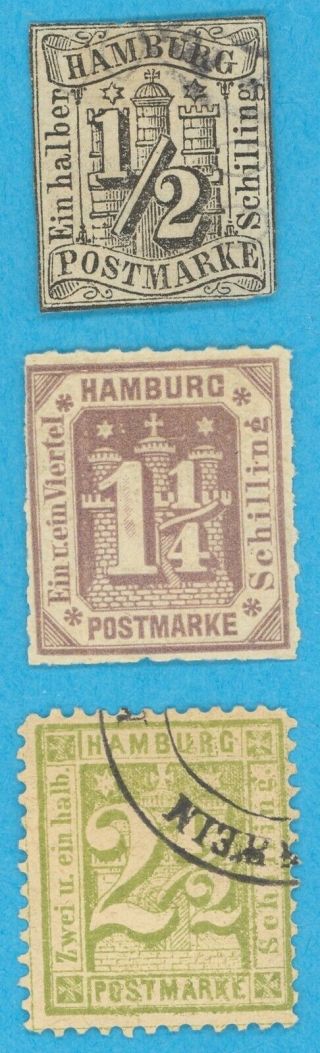 German States - Hamburg - Selection Of 3 Stamps - Miint Hinged Og And