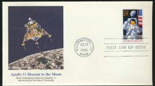 2841 Moon Landing 25th Anniv Fleetwood Fdc Honors Apollo 11 Descent To The Moon