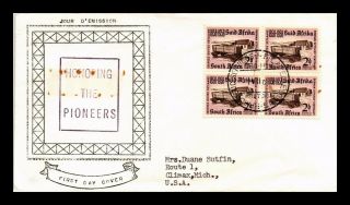 Dr Jim Stamps Honoring Pioneers Fdc South Africa Block Scott 218 Cover