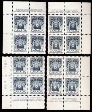 Canada Mnh Pb Pl2 Set,  1953 Wildlife 4¢ Bighorn Sheep,  Sc 324