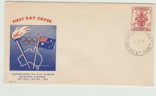 Australia 1956 Fdc 4d Olympic Issue On A Guthrie Cover