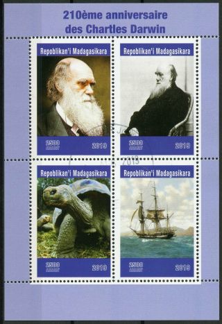 Madagascar 2019 Cto Charles Darwin Turtles Ships 4v M/s Famous People Stamps