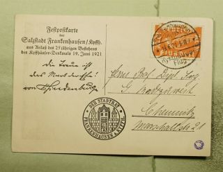 DR WHO 1921 GERMANY FRANKENHAUSEN FELDPOST PC TO CHEMNITZ e67830 2