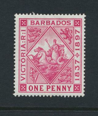 Barbados 1897,  1d " Blued Paper " Diamond Jubilee,  Vf Mlh Sg 127 Cat£40 (see Below)