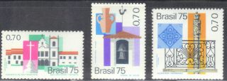 Brazil Scott 1409 - 11 Mh 1975 Historic Cities See Scan