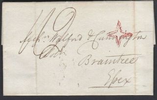 1824 Entire Letter From London To Braintree,  Essex With Inspector 