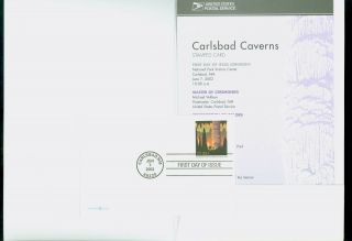 Usa Ux381 2002 Carlsbad Caverns Postal Card First Day Ceremony Program